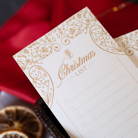 Arya Christmas List di Piperita Paper, blocco to do list da scrivania da 25 pagine, perfetta per organizzare regali, menù e le attività del vostro natale.