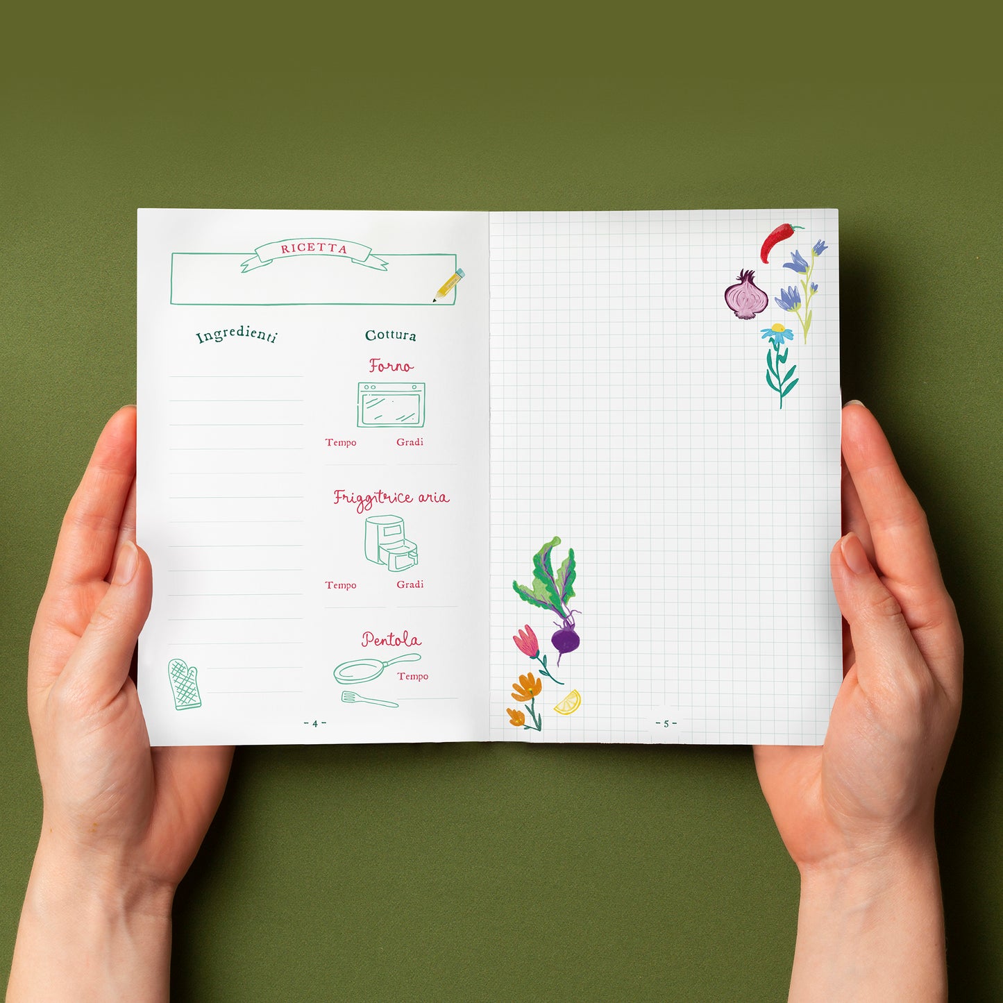 Ricettario pratico e colorato con spazio per 15 ricette: ideale per conservare e condividere i tuoi piatti del cuore. Perfetto come idea regalo originale e personale.