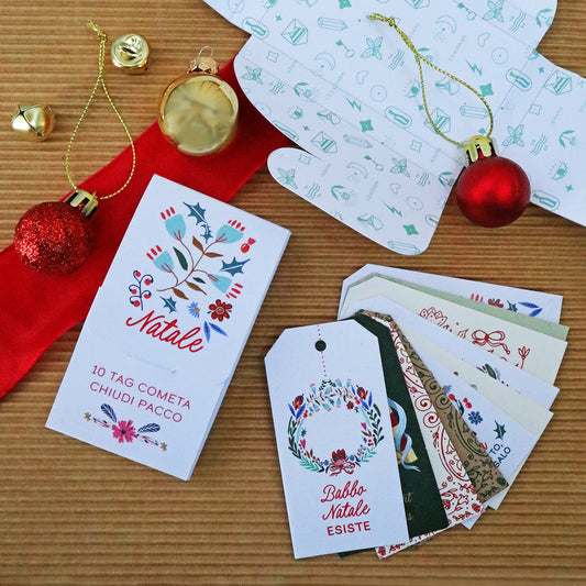 Gift Tag Cometa di Piperita Paper, originali e colorati. Sono perfetti per decorare i tuoi regali di Natale con stile. Personalizza il retro con un augurio.