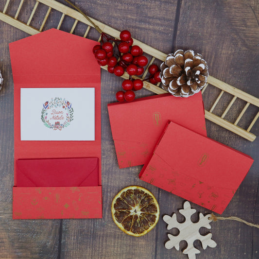 Thank You Card di Natale Menta di Piperita Paper: set di 10 piccole cartoline con buste rosse, perfette per auguri e per decorare pacchi regalo o fiori.