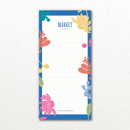 Market List di Piperita Paper, blocco da 50 pagine con magnete sul retro, ideale per organizzare la vostra spesa con stile, tra fiori, frutta e verdura.