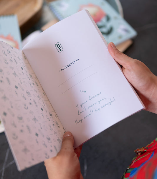 Notebook A5 Mina Protea di Piperita Paper  design floreale con pagine bianche. Perfetto per scrivere, disegnare, progettare. Un regalo unico per chi ama creare.