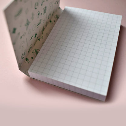 Appunti Pixie di Piperita: blocchi tascabili con grafica botanica, pagine a quadretti e copertina in carta riciclata, perfetti per notes e appunti creativi.
