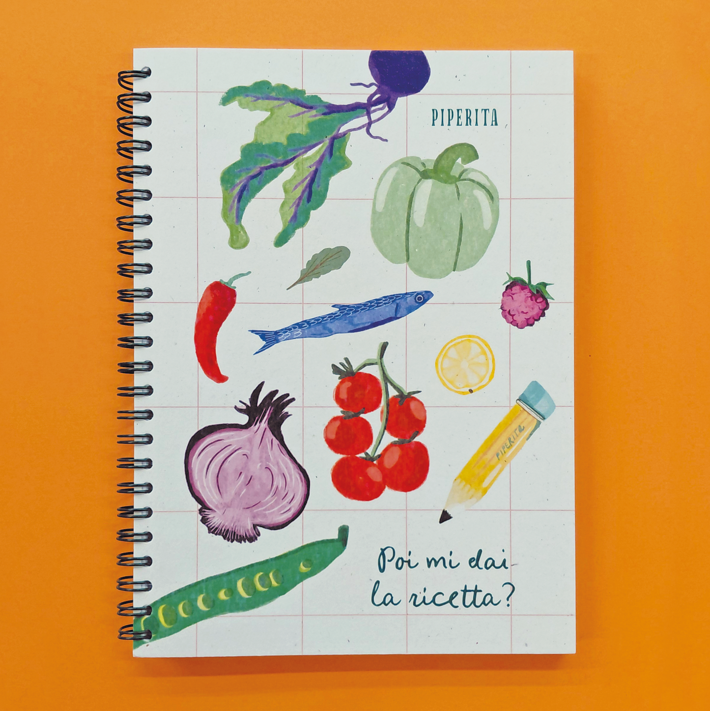 Notebook A5 con spirale Rosemary Cucina Piperita Paper design a tema cucina con copertina riciclata e pagine bianche e quadretti. Adatto per scrivere, disegnare, progettare e bullet journal.