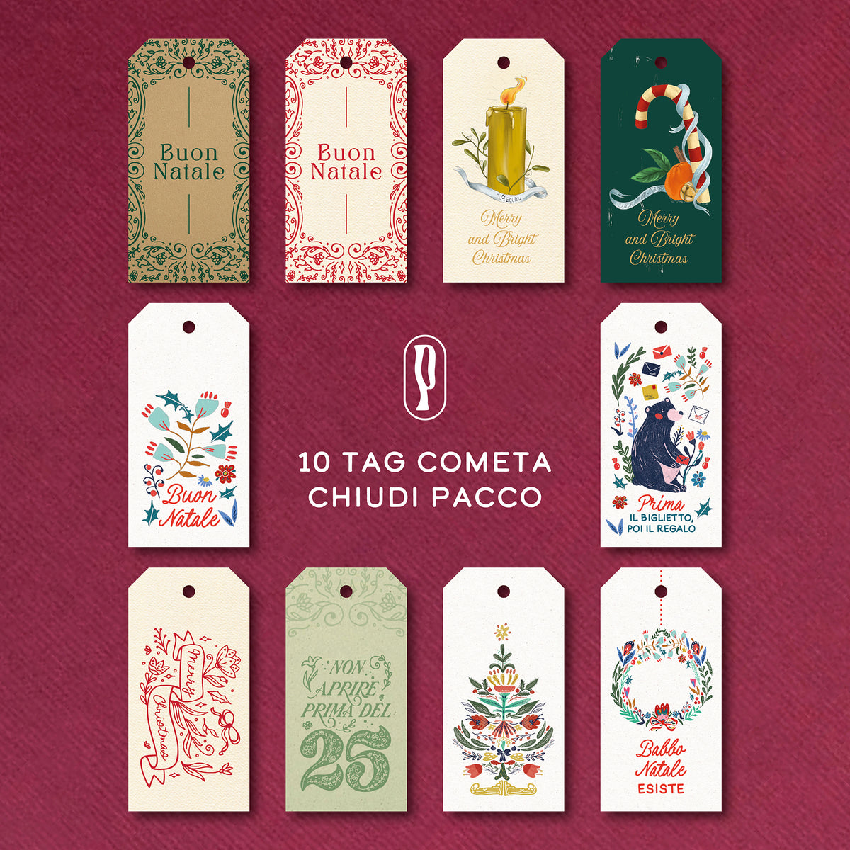 Gift Tag Cometa di Piperita Paper, originali e colorati. Sono perfetti per decorare i tuoi regali di Natale con stile. Personalizza il retro con un augurio. 