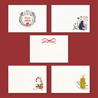 Thank You Card di Natale Menta di Piperita Paper: set di 10 piccole cartoline con buste rosse, perfette per auguri e per decorare pacchi regalo o fiori.