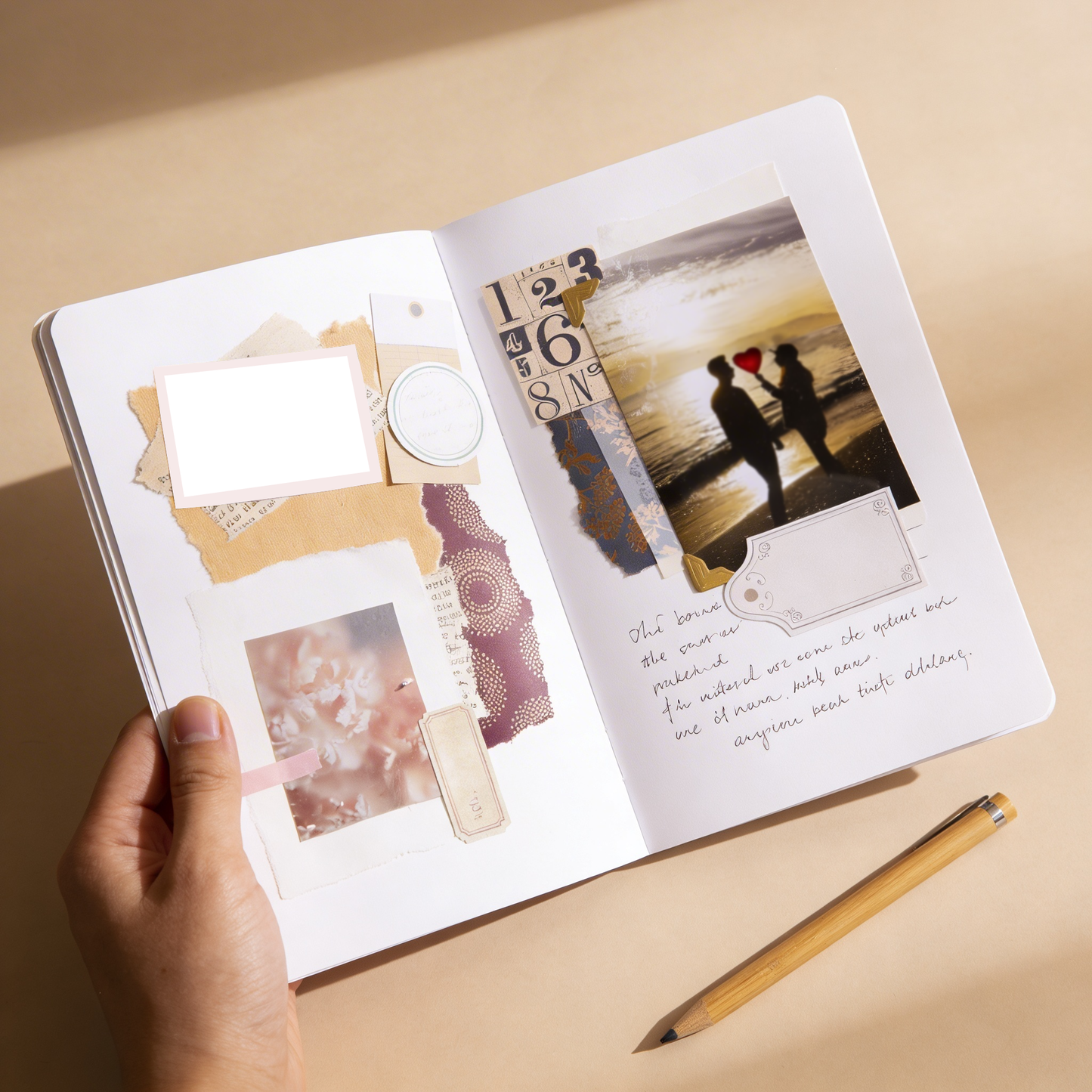 Quaderno per journaling A5 con 40 pagine bianche da 100 gr e copertina in carta riciclata 350 gr. Ideale per scrivere pensieri, riflessioni quotidiane e creatività .