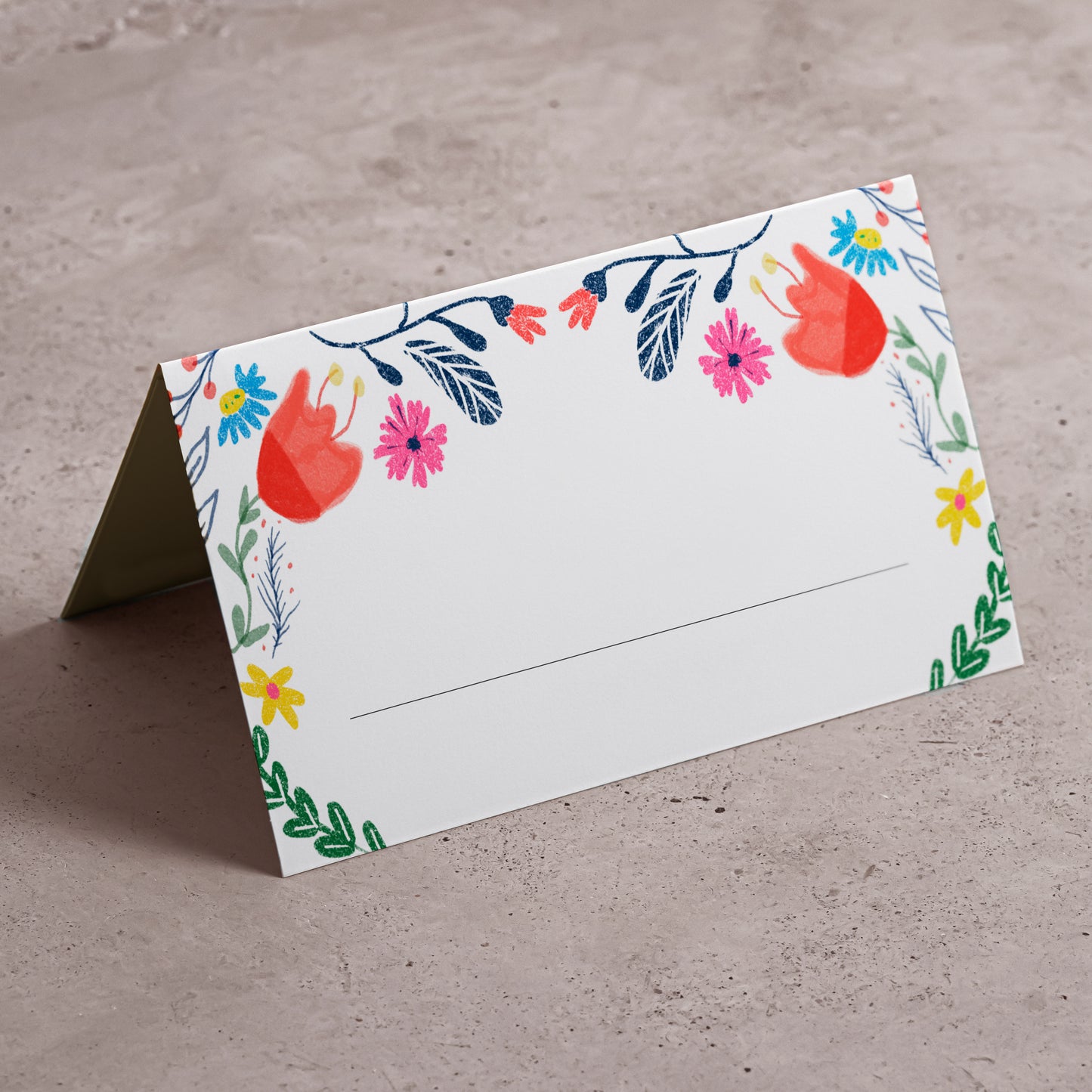 Segnaposto di Piperita Paper design colorato e allegro. Set da 12 pezzi stampa colori carta riciclata con spazio per scrivere nome, perfetti per qualsiasi festa.